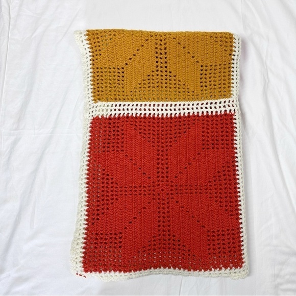 Afghan Throw Blanket Twin Gold Rust Color Mid Century Modern 55” x 75” - Picture 3 of 4